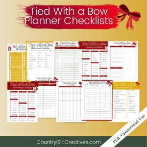 Printable Tied With a Bow Holiday Planner Checklists PLR