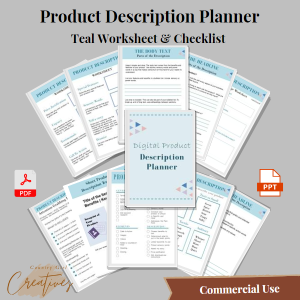 Product Description Worksheet Planner Teal