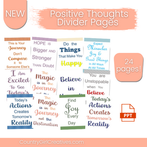 Positive Thoughts Planner Divider Pages