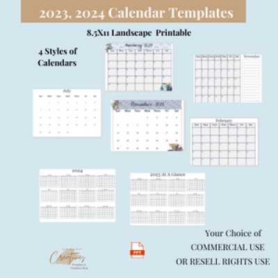 Landscape Calendar Templates 2023-2024