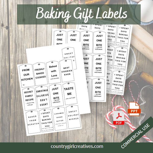 Baking Gift Tags Labels - Country Girl Creatives