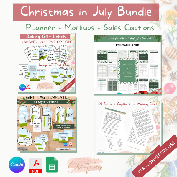 planner, gift tag template, baking label template and social media captions