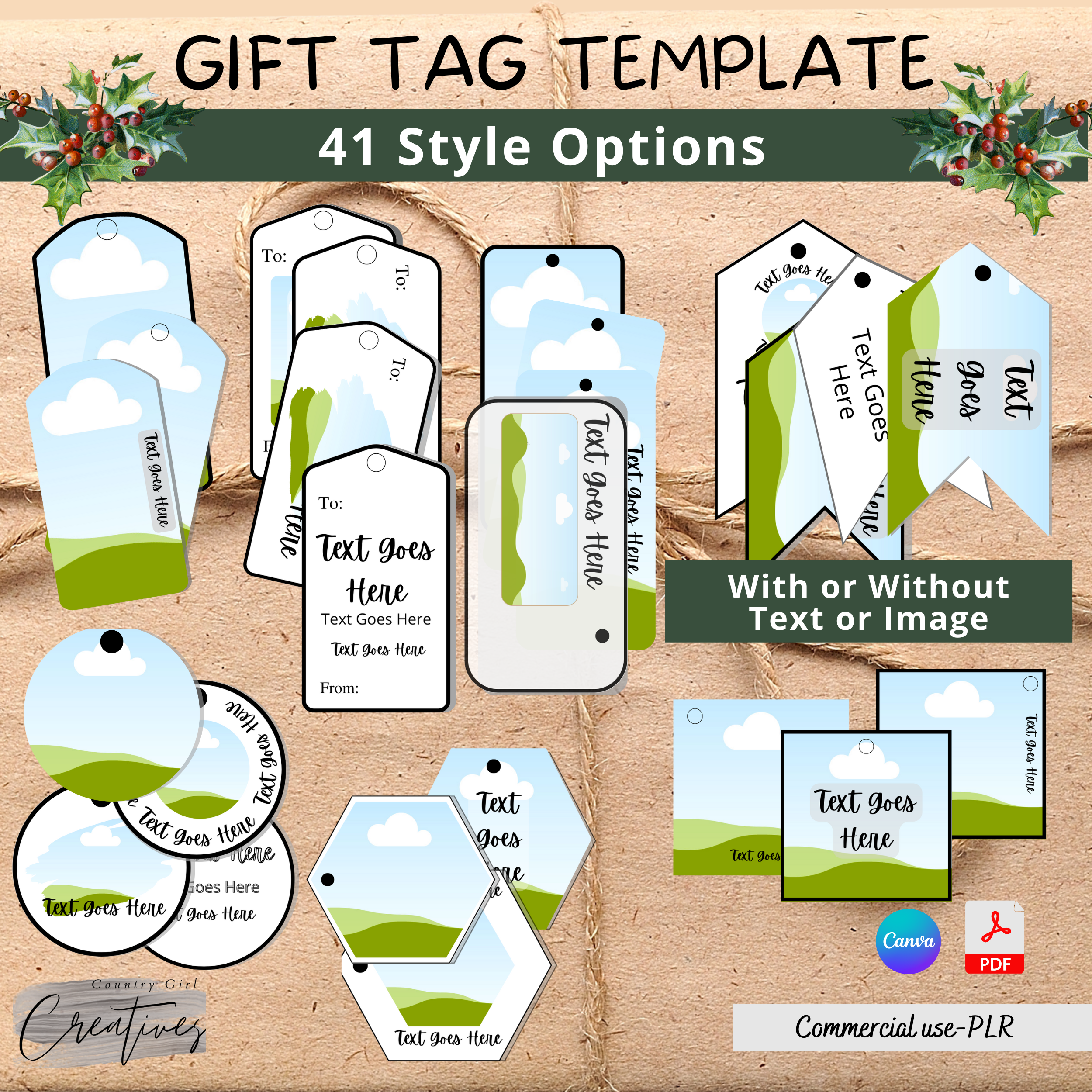 Printable gift tags - Country Design Style